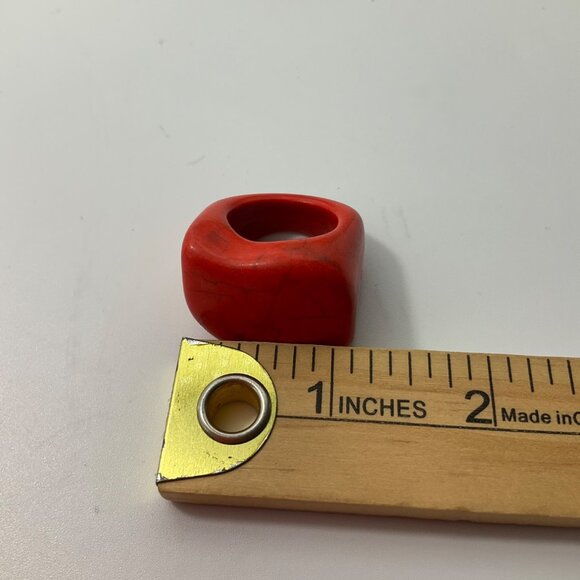 VTG New N/tags Chunky Artisan Handmade Orange Red Ceramic Ring Plus Size 9-9.5 - Picture 4 of 6